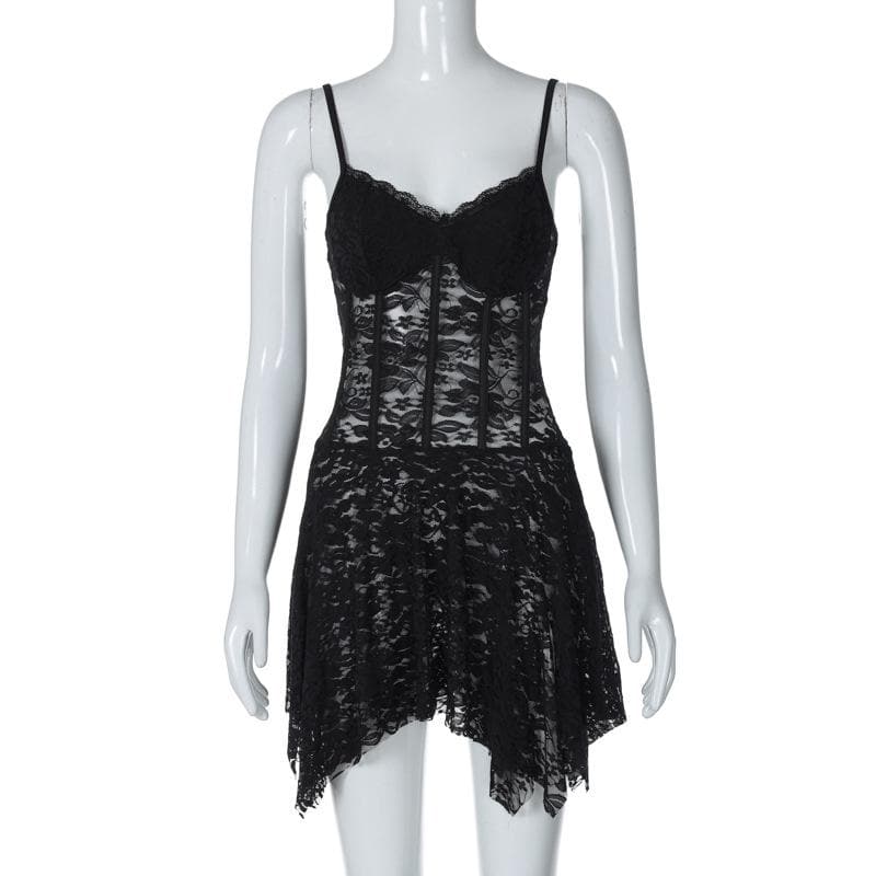 Lace Sweetheart Spaghetti Strap Corset Mini Dress