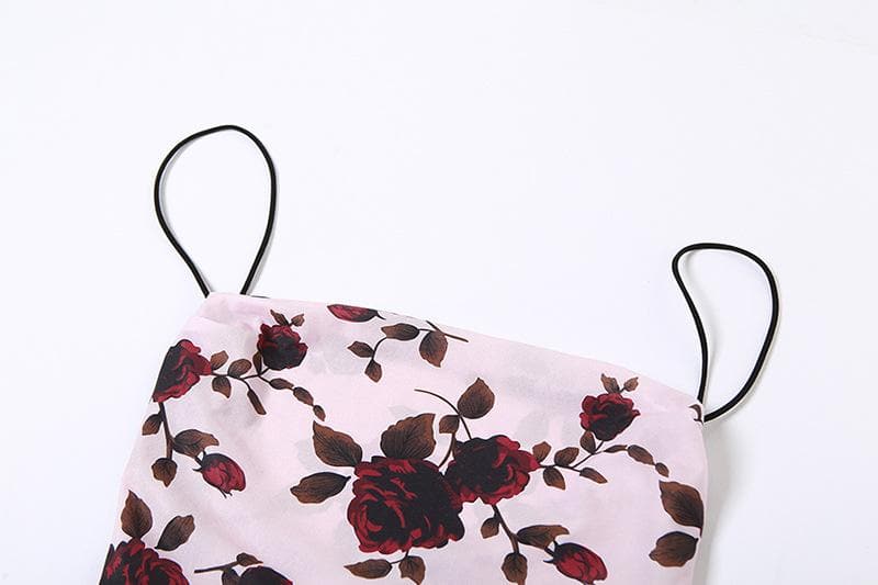 Floral Print Square Neck Spaghetti Strap Ruched Slip Maxi Dress