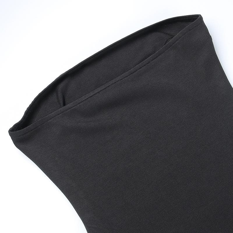 Sleeveless solid backless tassel tube dress