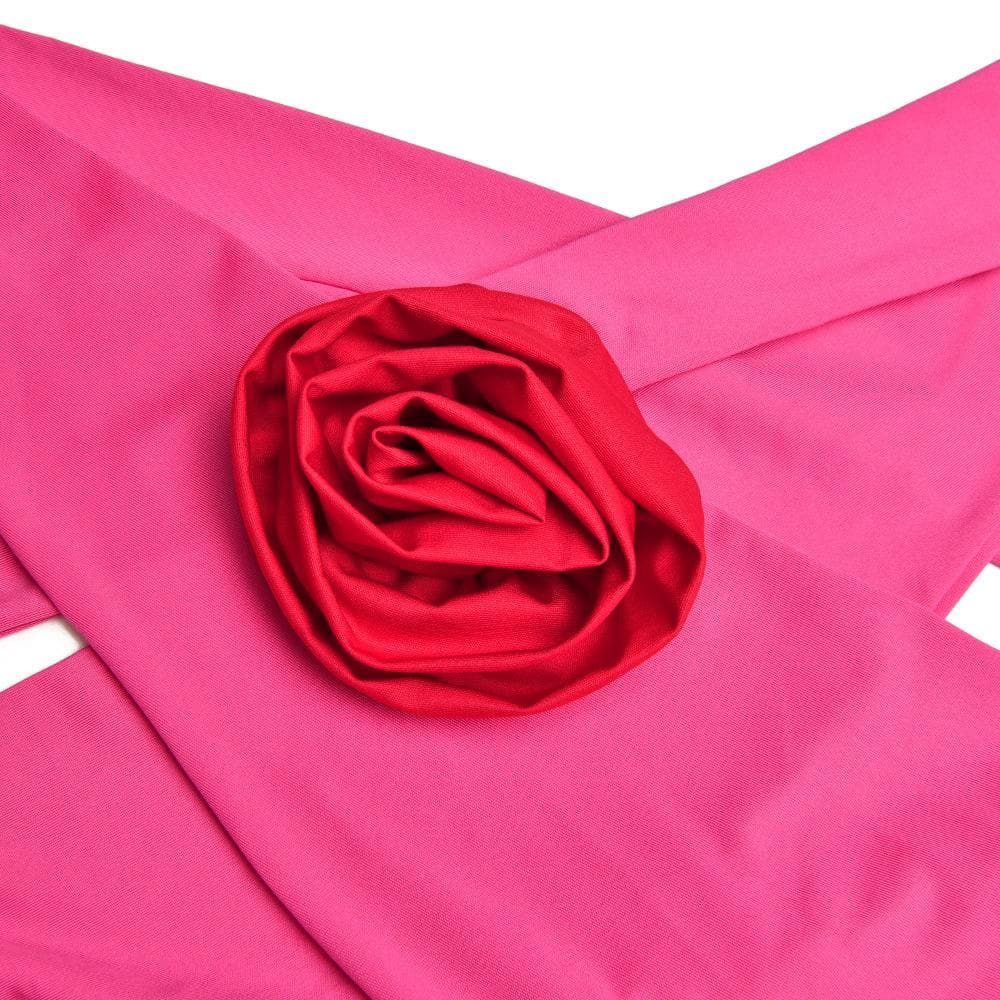 Halter Neck Flower Applique Cut Out Ruched Bodycon Maxi Dress