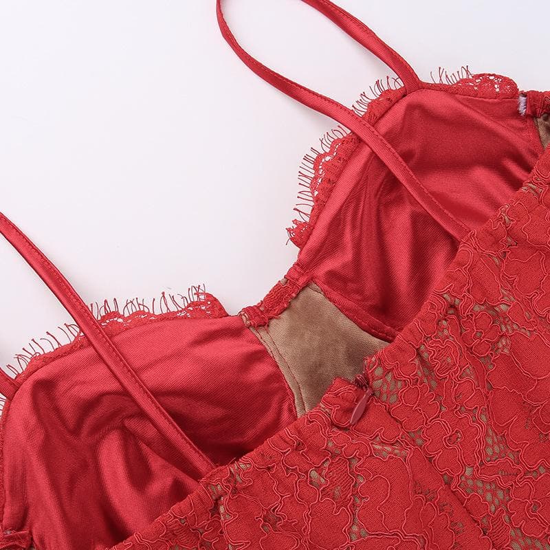 Lace Satin Sweetheart Corset Ruched Mini Dress