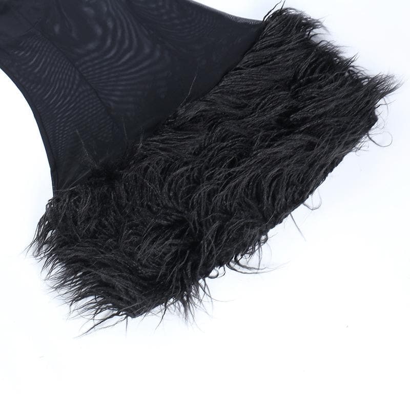 Mesh see through feather sleeveless backless mini dress 7