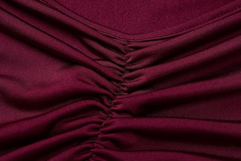 Ruched solid backless cross back v neck lace up maxi dress 6