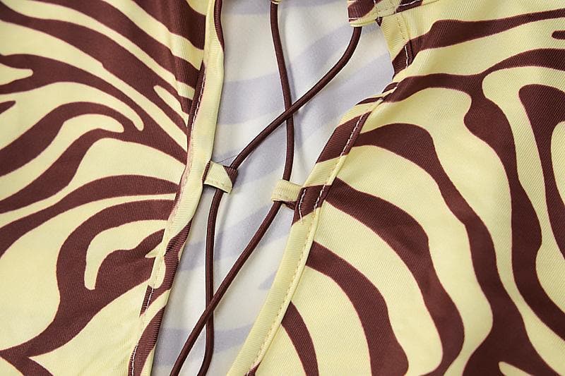 Long sleeve lace up zebra print midi dress 5