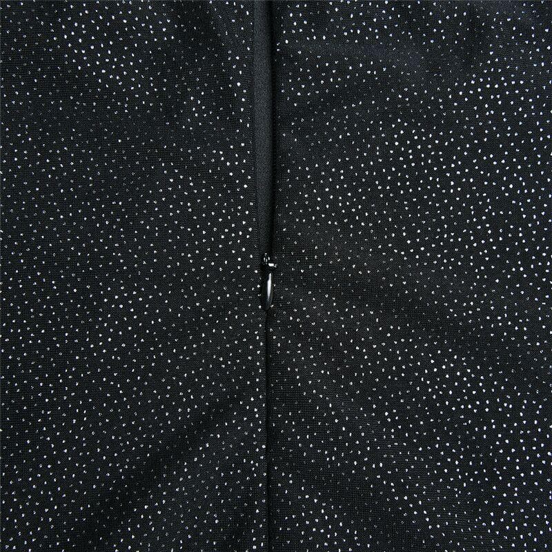 Textured mesh gloves sweetheart neck zip-up slit cami mini dress 8