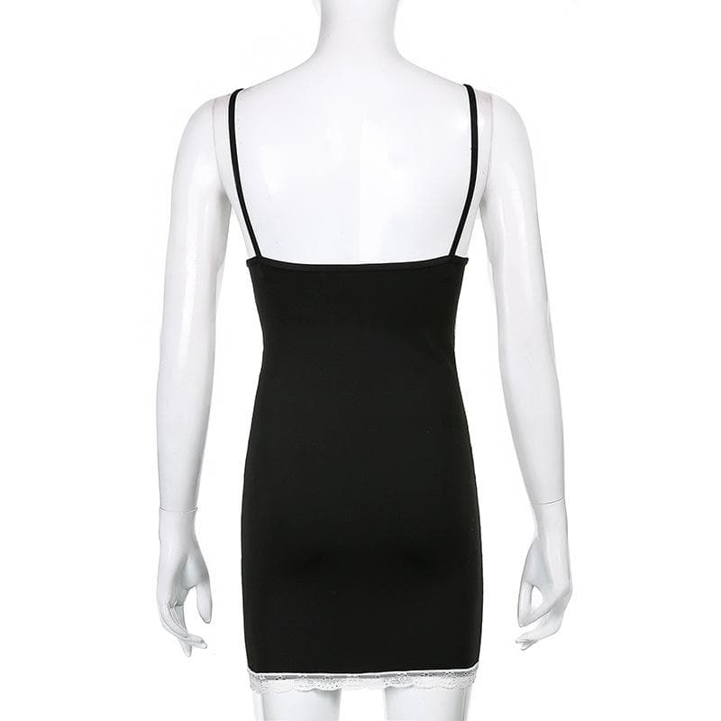 Lace embroidery V neck bowknot cami mini dress - View 4