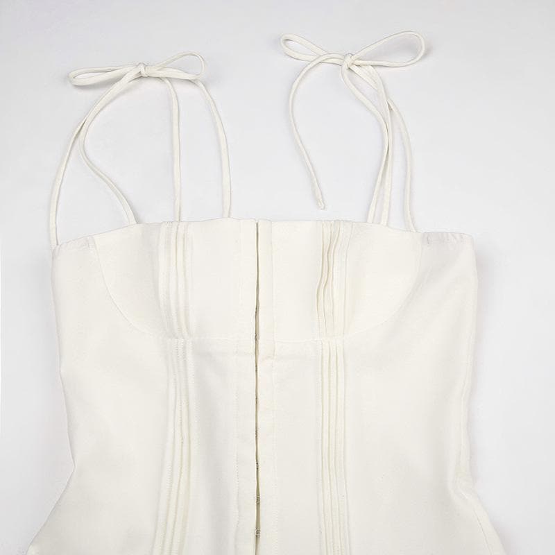 Corset Tie Strap Pleated Fit and Flare Mini Dress