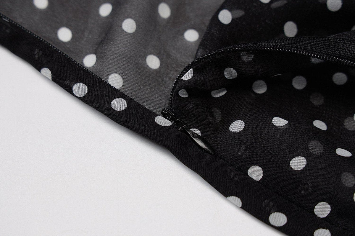 Cowl neck polka dot mesh see through maxi dress - View 5