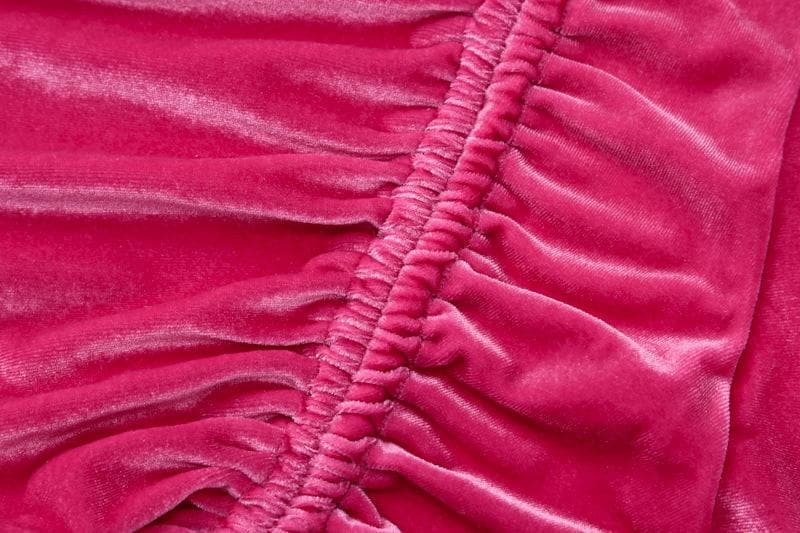 Velvet High Neck Long Sleeve Ruched Rosette Bodycon Mini Dress