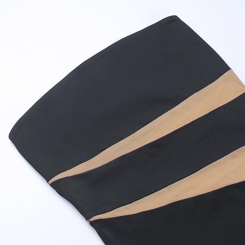 Mesh patchwork contrast irregular tube mini dress 6
