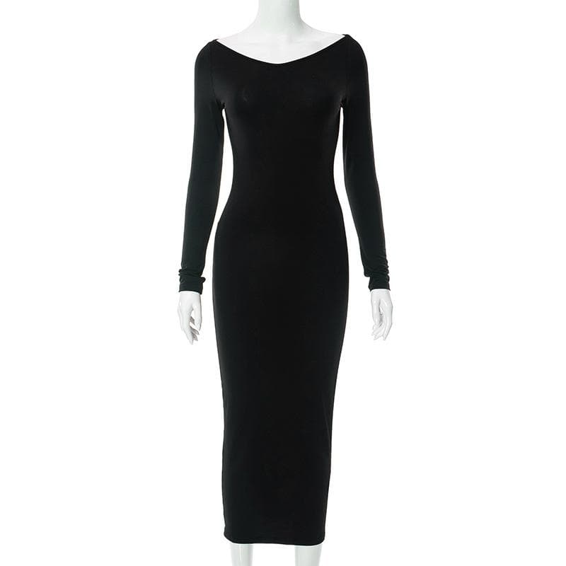 Patchwork mesh long sleeve contrast v neck midi dress 3