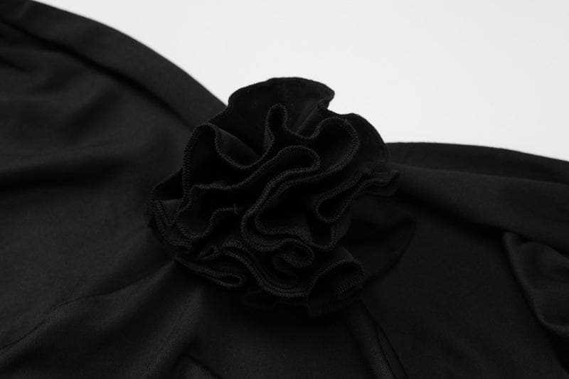 3D Flower Halter Neck Ruched Bodycon Mini Dress
