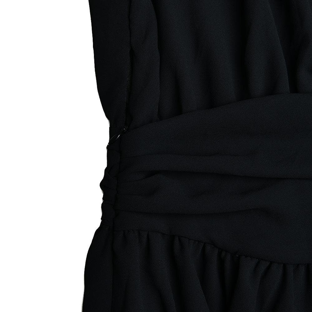 Turnover collar button long sleeve ruched zip-up chiffon mini dress - View 10
