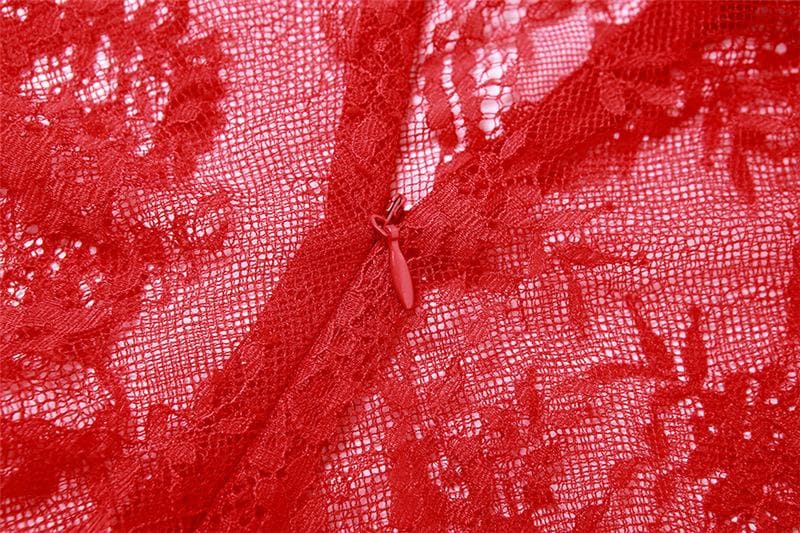 Floral Lace Long Sleeve Sheer See Through Maxi Dress