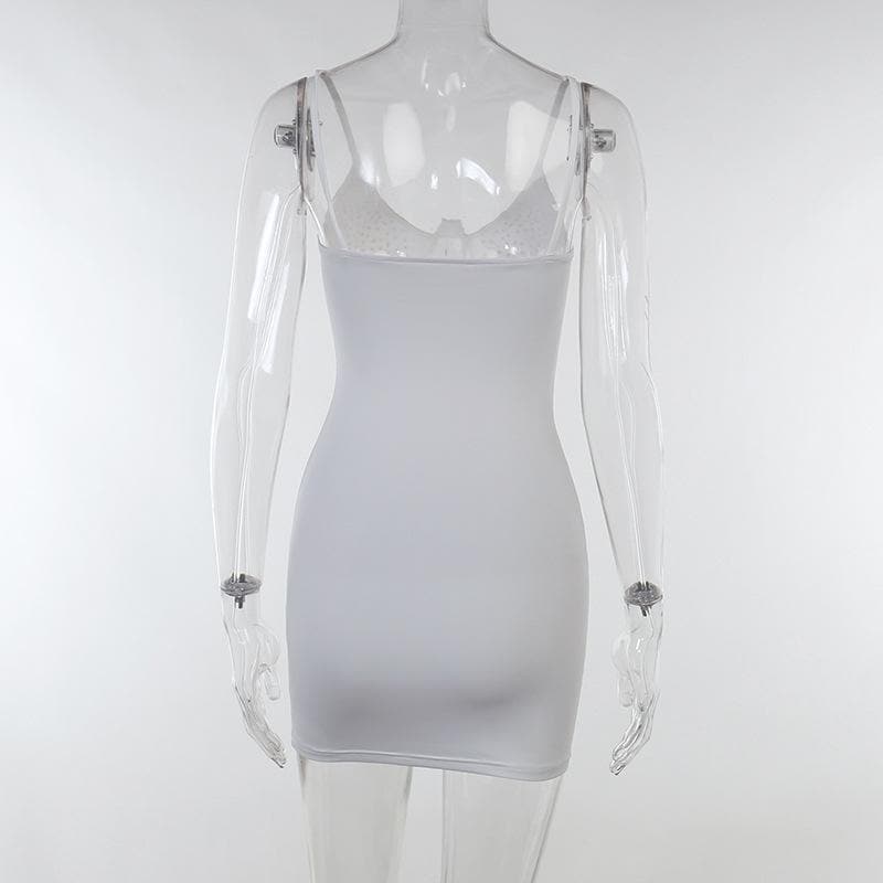 Beaded backless contrast cami mini dress - View 5