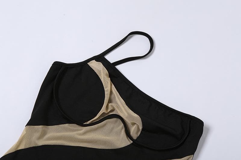 Mesh see through irregular one shoulder mini dress 5