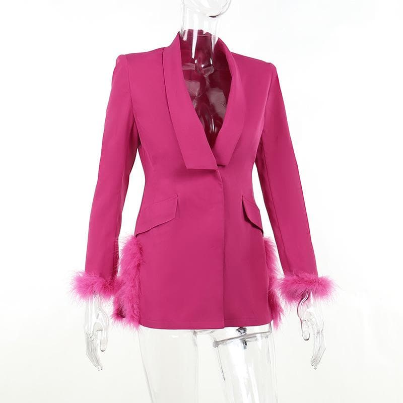 Feather turnover collar long sleeve v neck solid button mini dress 3