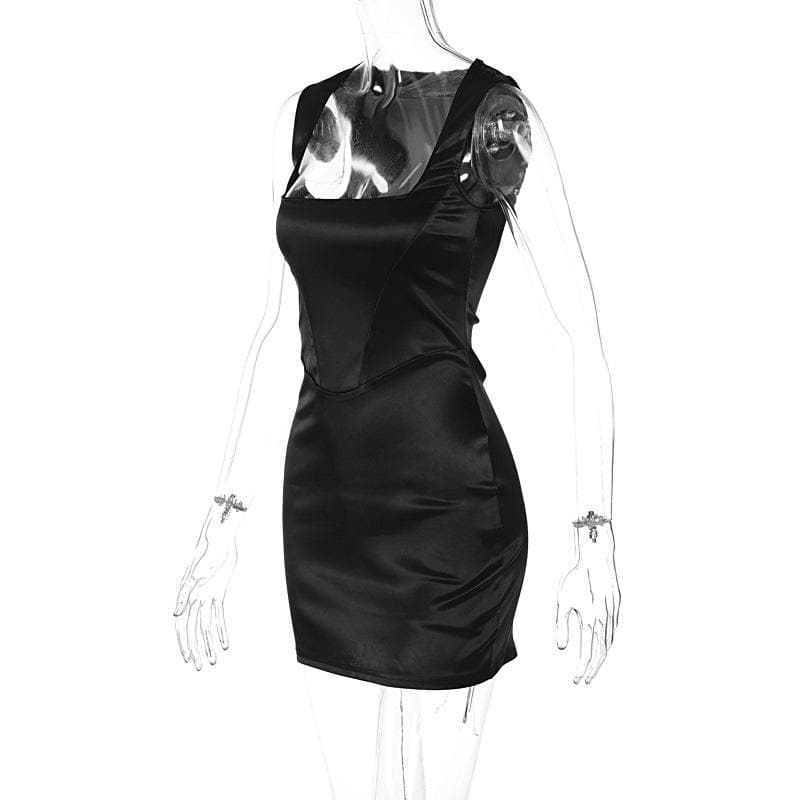 Corset Satin Sleeveless Bodycon Mini Dress