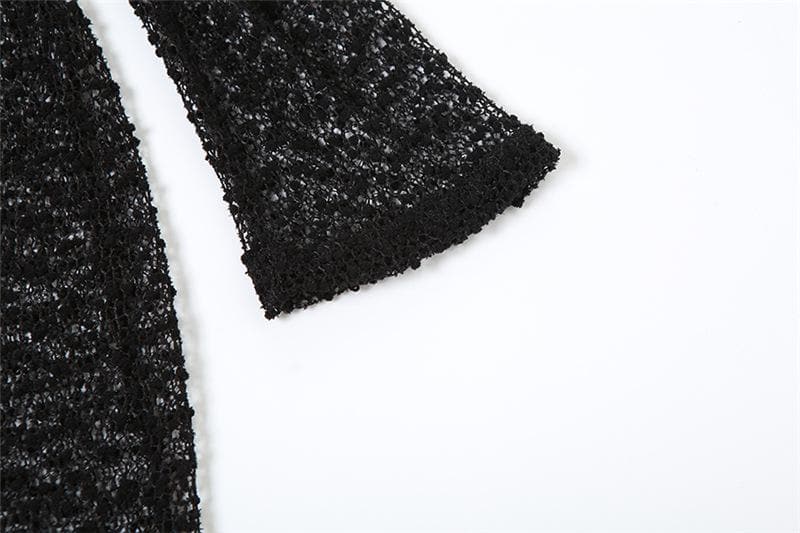 Textured glitter off shoulder long sleeve see through maxi dress 6