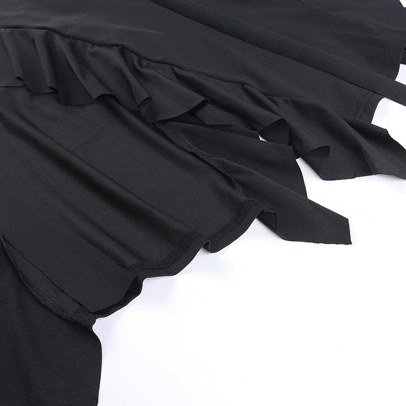 Spaghetti Strap Sweetheart Bustier Ruffle High Split Maxi Dress