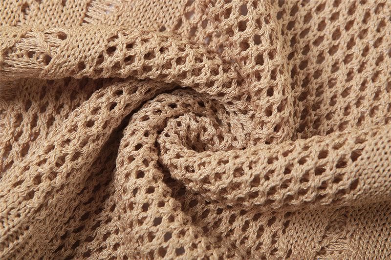 Open Knit Distressed Crochet Mesh Sleeveless Bodycon Maxi Dress
