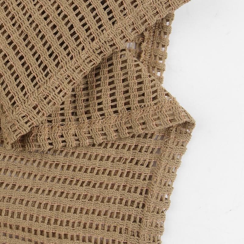 Crochet see through cowl neck long sleeve hollow out mini dress 6