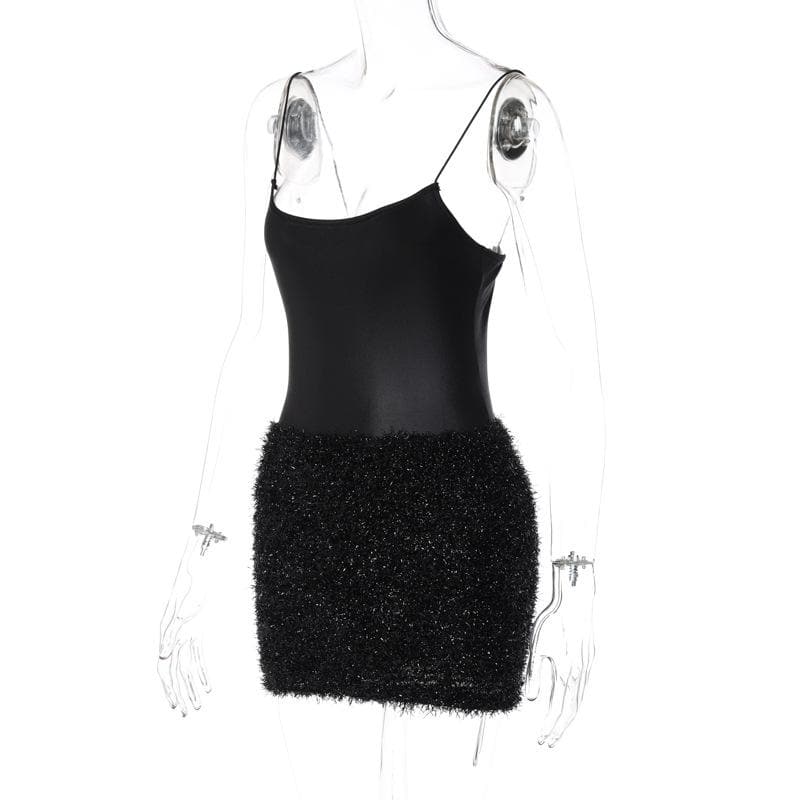 Textured solid satin u neck spaghetti strap sleeveless mini dress 3