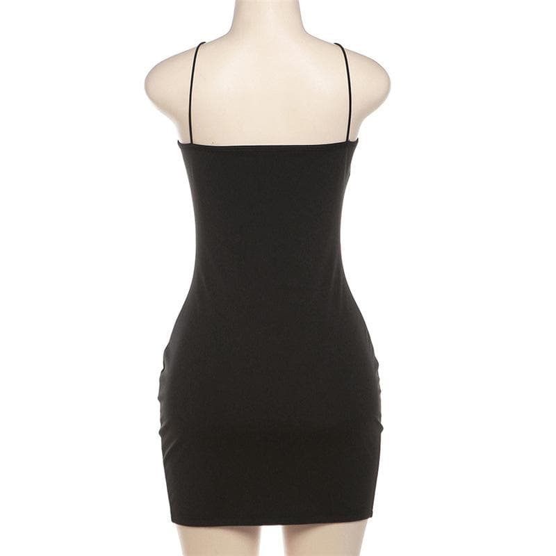 Halter Neck Sleeveless Flower Applique Bodycon Mini Dress