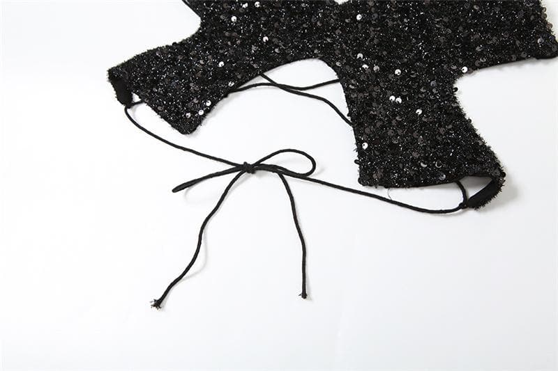 Textured ruched v neck glitter cross back solid mini dress - View 6