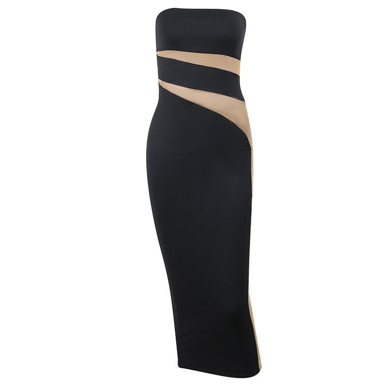 Mesh patchwork contrast irregular tube mini dress 2