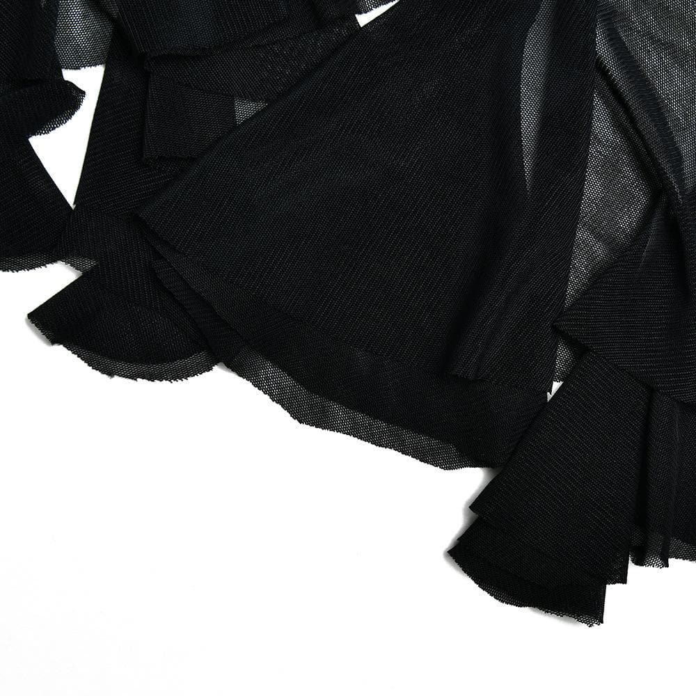 Mesh ruffle solid irregular backless tube mini dress 6