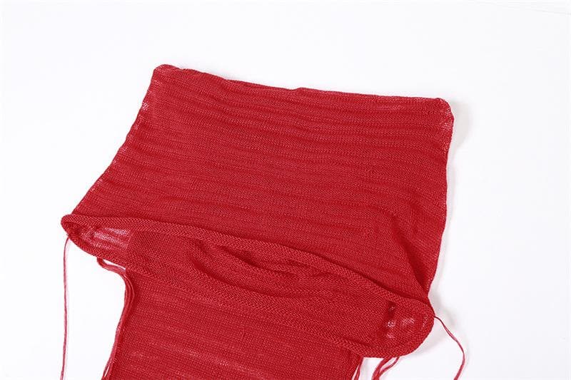 Hooded Sheer Ribbed Knit Sleeveless Bodycon Maxi Dress