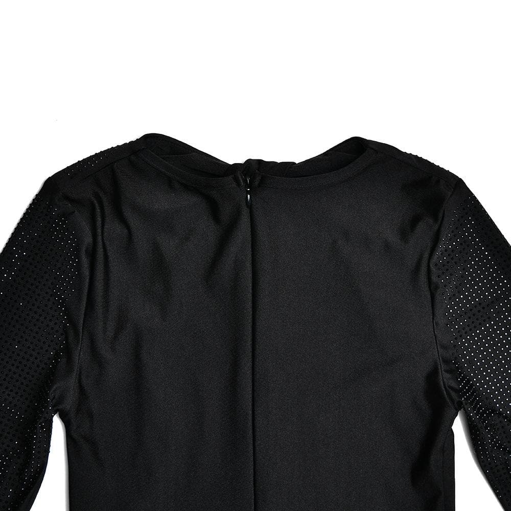 Long sleeve beaded zip-up hollow out patchwork maxi dress 11