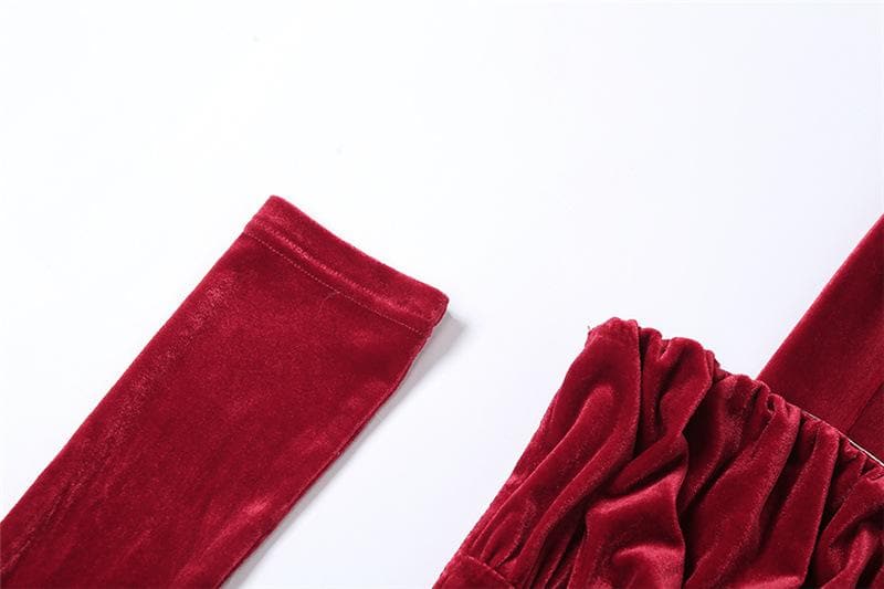 Velvet Halter Neck Glove Sleeve Ruched Bodycon Mini Dress