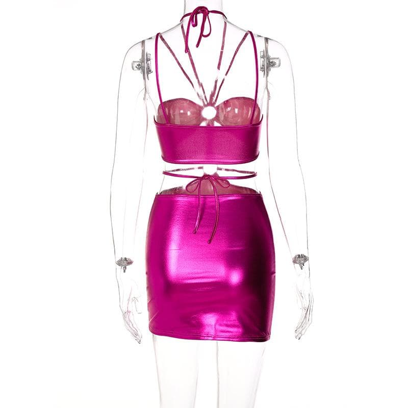 Halter Neck O Ring Cut Out Backless Bodycon Mini Dress