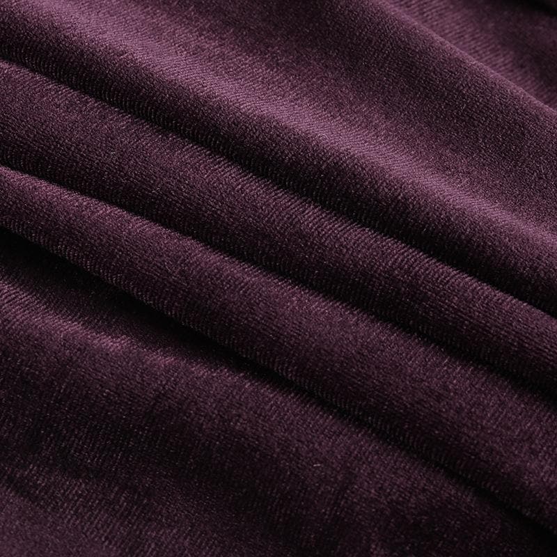 Velvet button ruffle long sleeve v neck solid midi dress - View 7