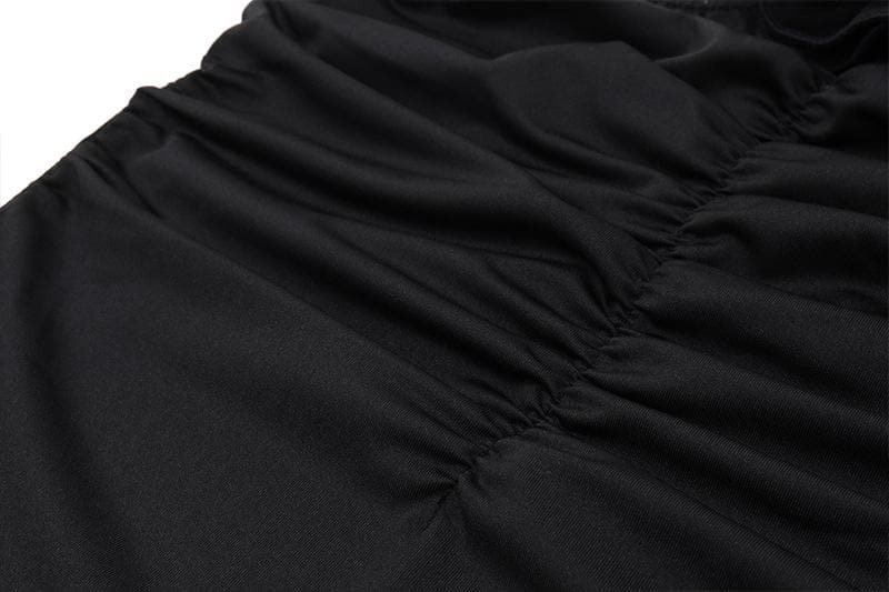 Flower applique one shoulder solid ruched maxi dress - View 6