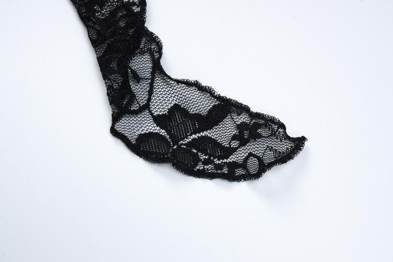 Slit ribbon lace see through solid tube maxi dress 6