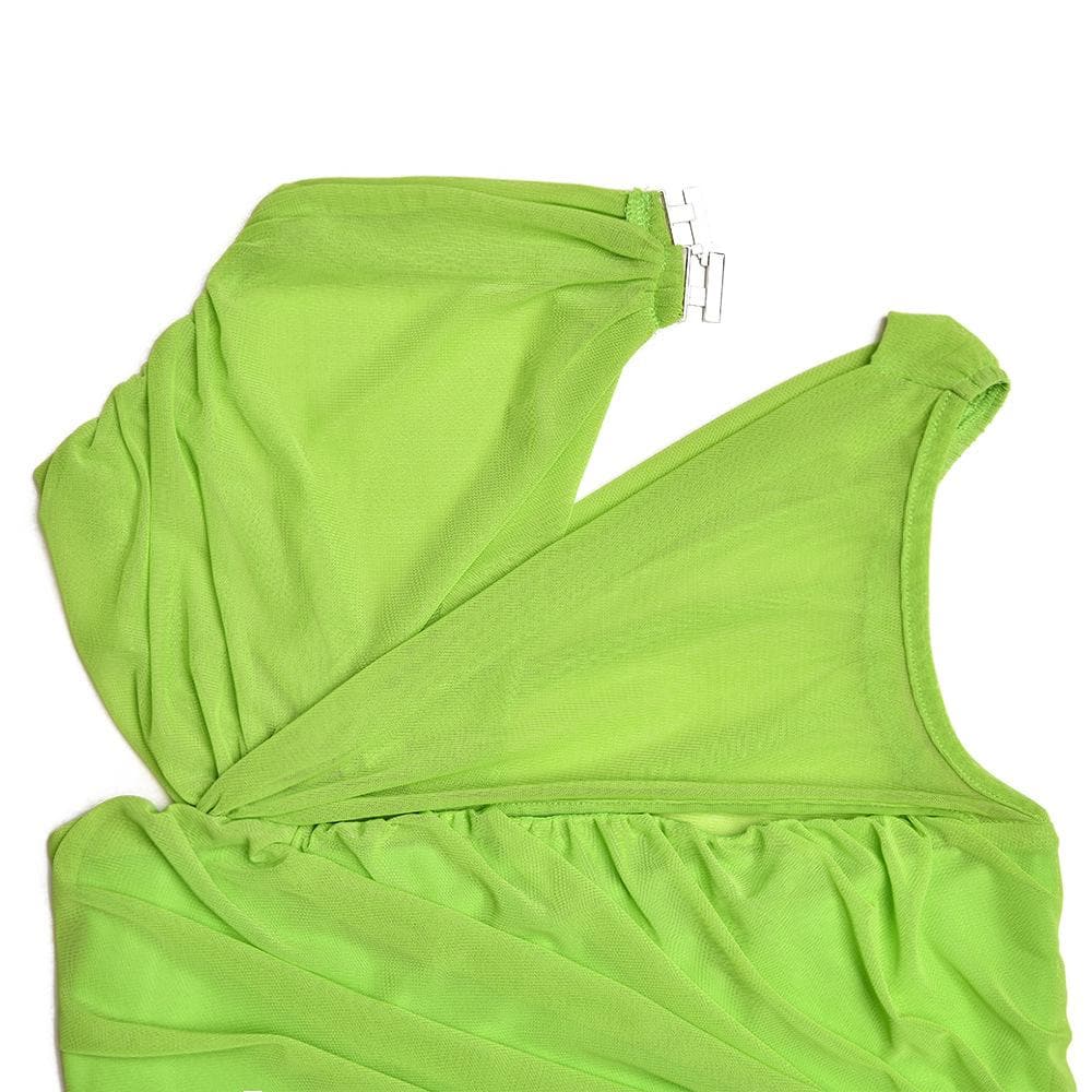 Sleeveless irregular hollow out mesh knotted ruched mini dress 5