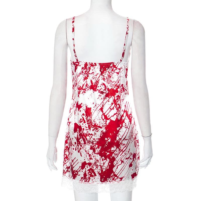 Lace hem contrast v neck backless cami mini dress 3
