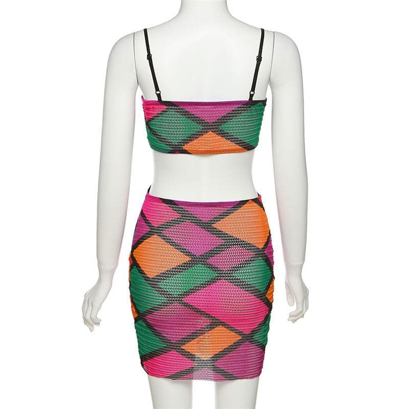 Crochet Mesh Geometric Waist Cut Out Spaghetti Strap Bodycon Mini Dress