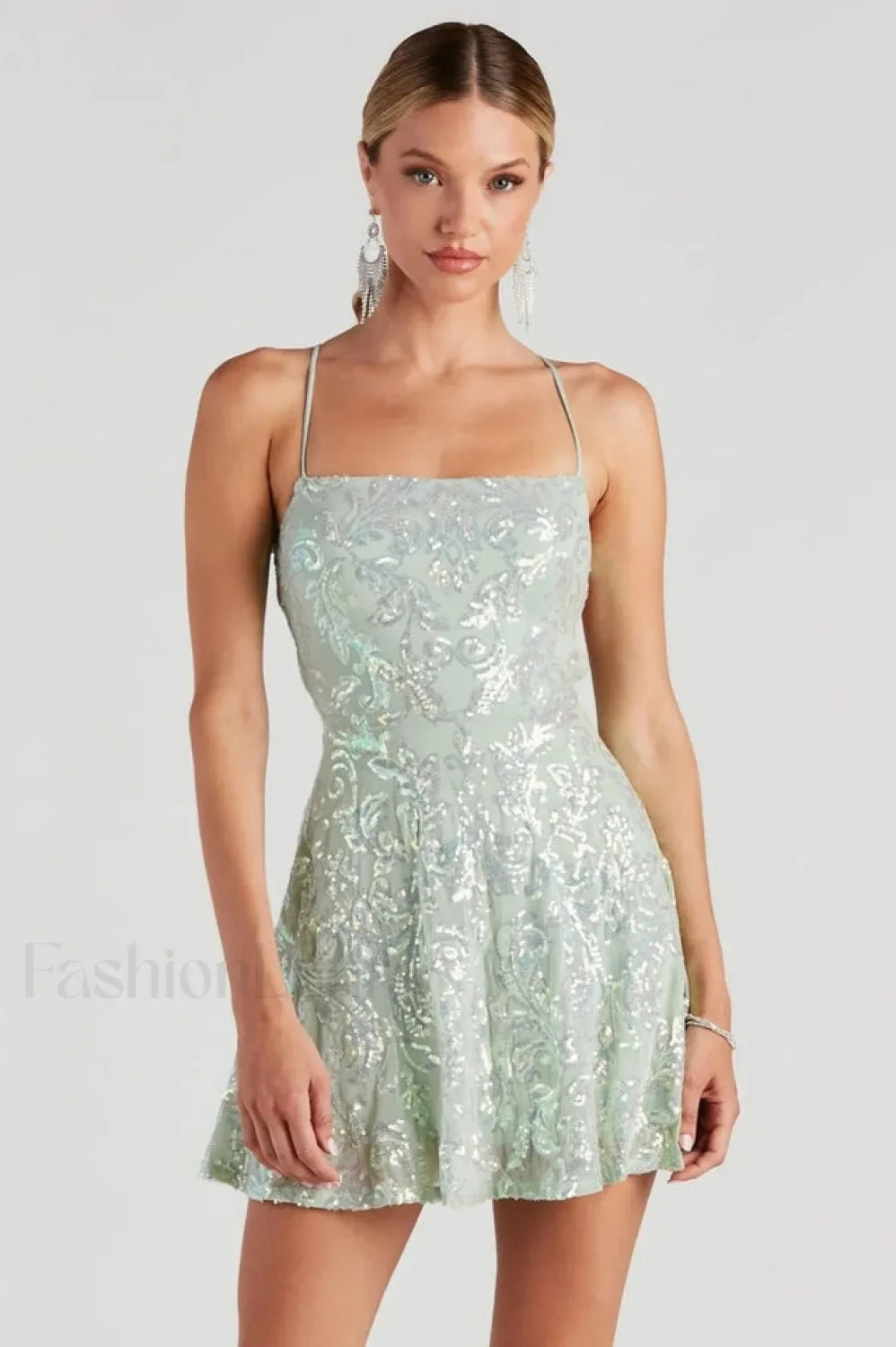 Julianna Sleeveless Stylish Sequin Party Dress XS / Sage