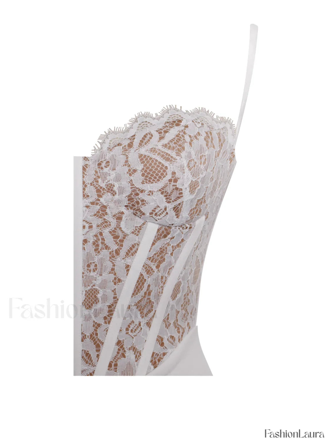Junia White Lace Charming Corset Maxi Dress