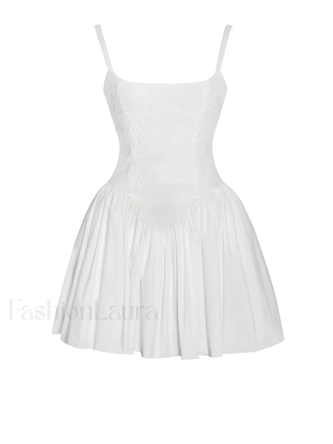 Kadi White Cotton Drop Graceful Waist Corset Mini Dress