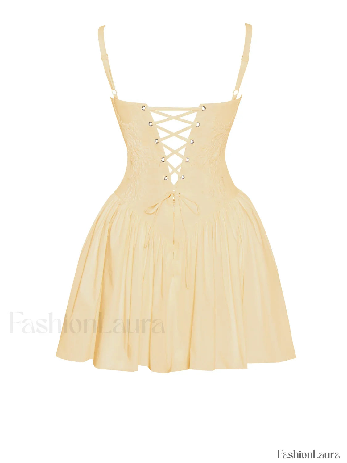 Kadi Yellow Cotton Drop Graceful Waist Corset Mini Dress
