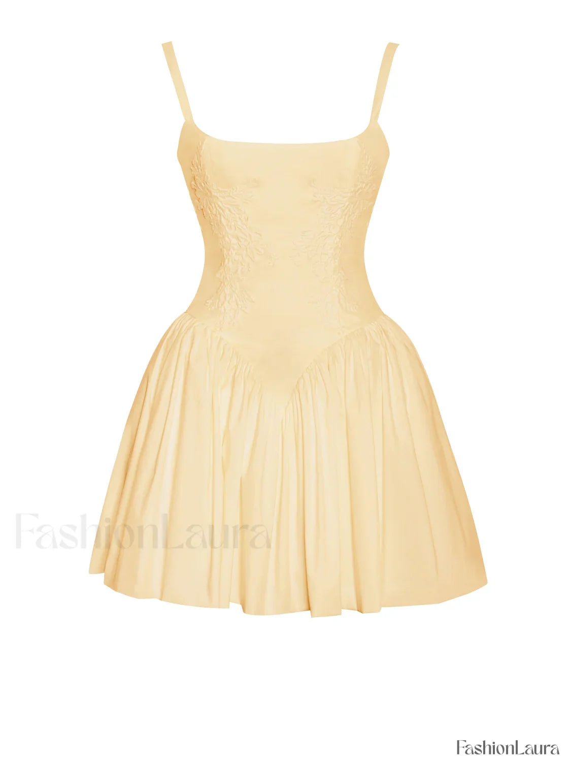 Kadi Yellow Cotton Drop Graceful Waist Corset Mini Dress