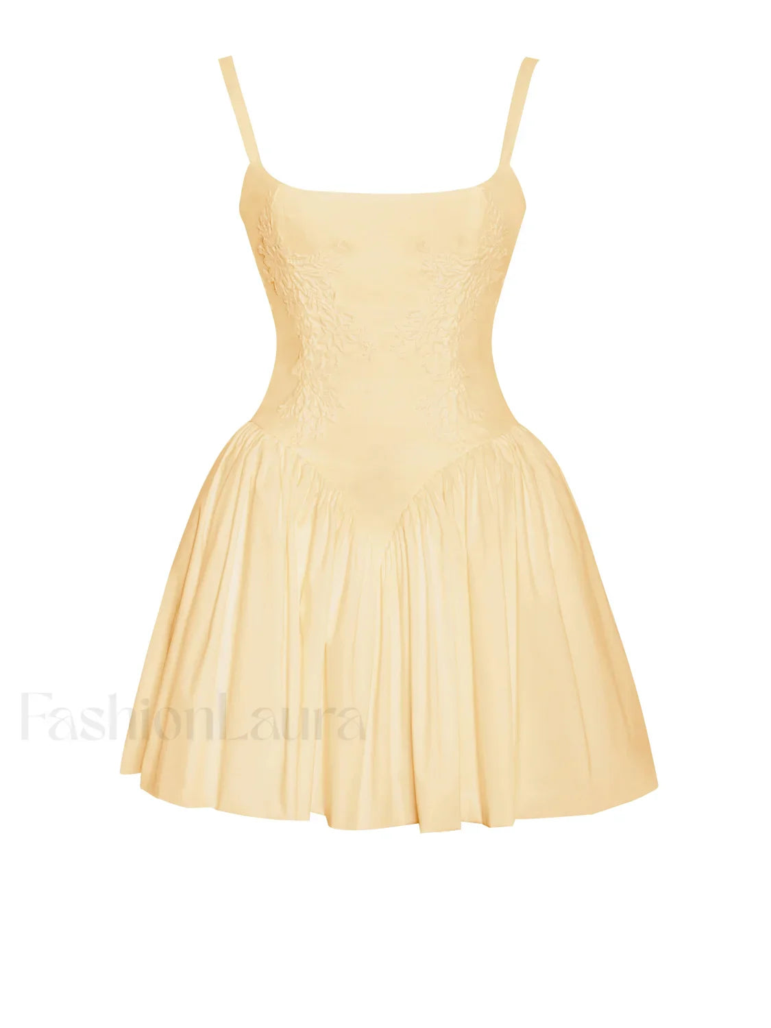 Kadi Yellow Cotton Drop Graceful Waist Corset Mini Dress