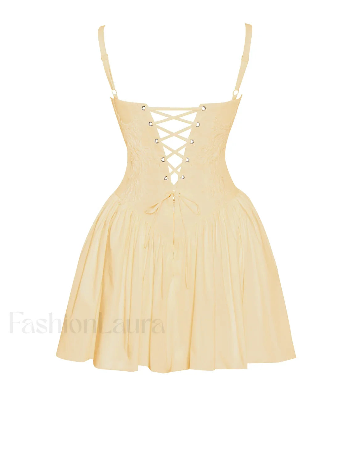 Kadi Yellow Cotton Drop Graceful Waist Corset Mini Dress