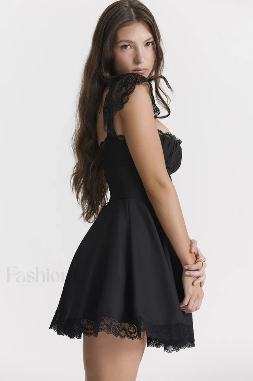 Kaia Black Stylish A-Line Mini Dress