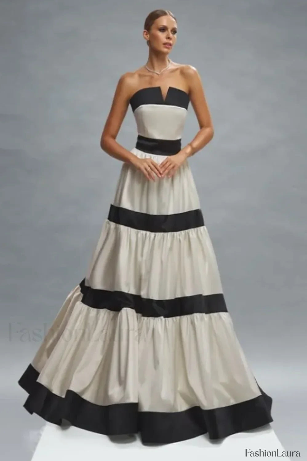 Karen Colorblock Stylish Bowknot Maxi Dress